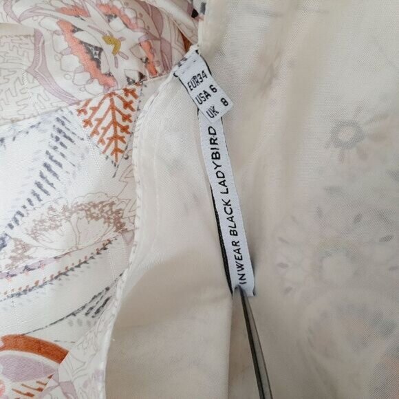 INWEAR BLACK LADYBIRD / Denmark Kitomi 100% Silk Floral Knee Length Dress Sz 6 - Picture 13 of 14